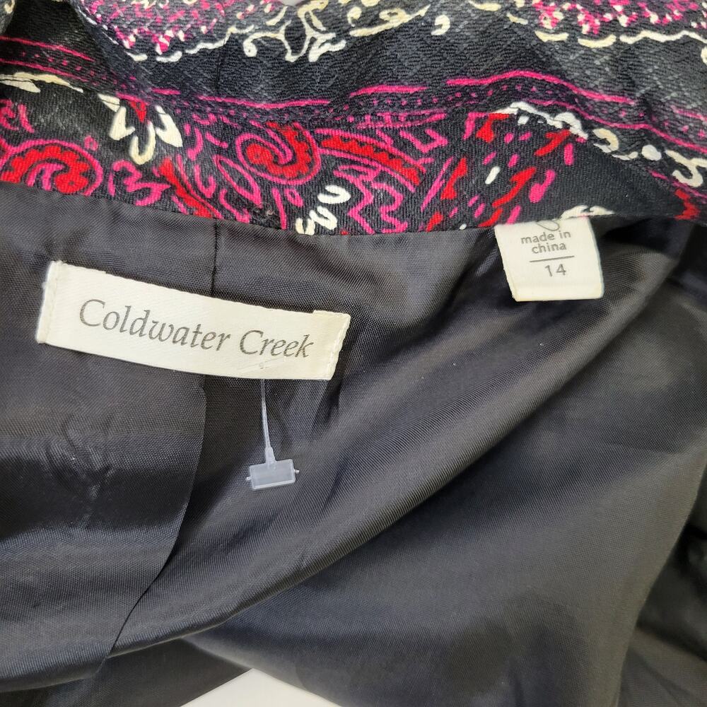 Coldwater Creek Black Pink Paisley Open 3/4 Sleeve Jacket, 14 - Picture 10 of 11